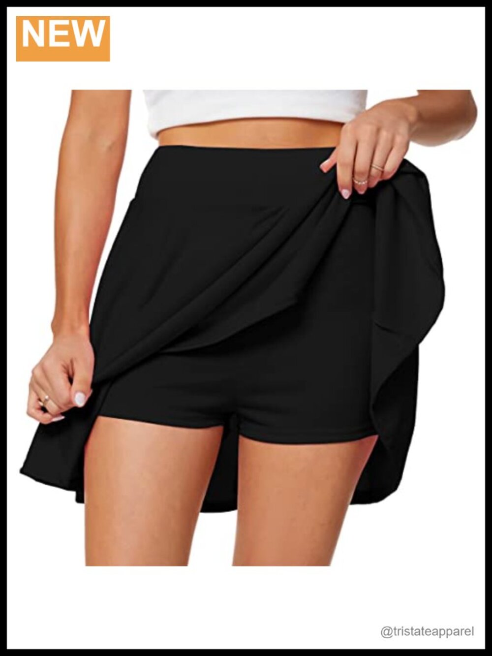 Flared Pleated Mini Skater Skirt with Built-in Shorts High Waist